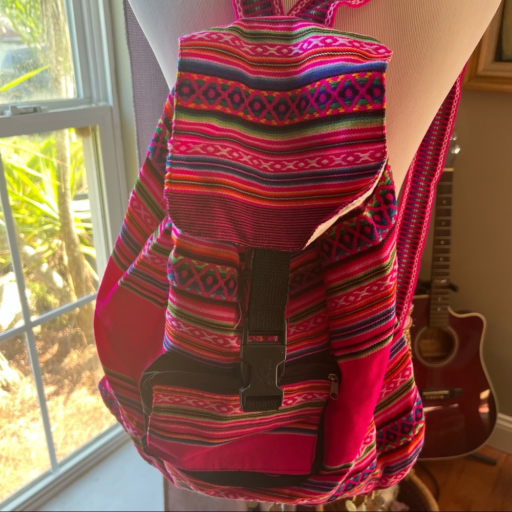 Multicolored Peruvian Blanket Backpack - image 5
